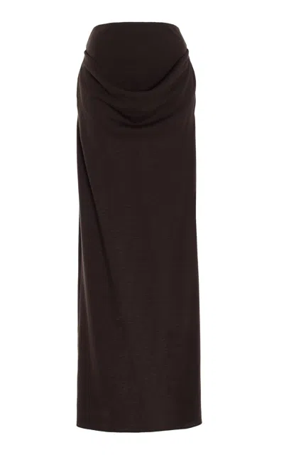 Burc Akyol Draped Wool Jersey Maxi Skirt In Brown