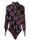 Burc Akyol Geometric-print Velvet Bodysuit In Brown