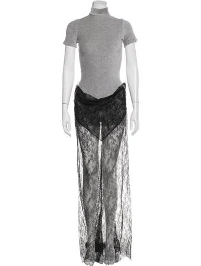 Pre-owned Burc Akyol Lace Pattern Mock Neck Jumpsuit In Gray