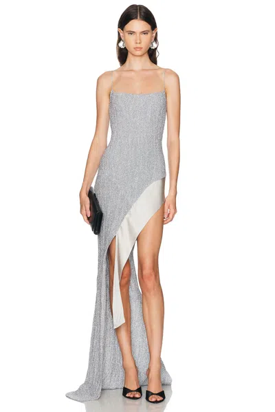 Burc Akyol Mila Lurex Gown In Gray