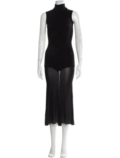 Pre-owned Burc Akyol Mock Neck Long Dress W/ Tags In Black