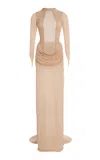 Burc Akyol Ruched Jersey Maxi Dress In Neutral