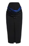 Burc Akyol Satin-draped Wool Skirt
