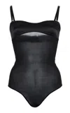 Burc Akyol Satin-trimmed Sheer-silk Bodysuit