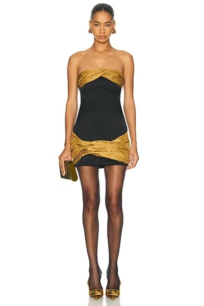 Burc Akyol Taffetas Draped Mini Dress In Black
