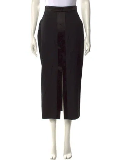 Pre-owned Burc Akyol Virgin Wool Midi Length Skirt In Black