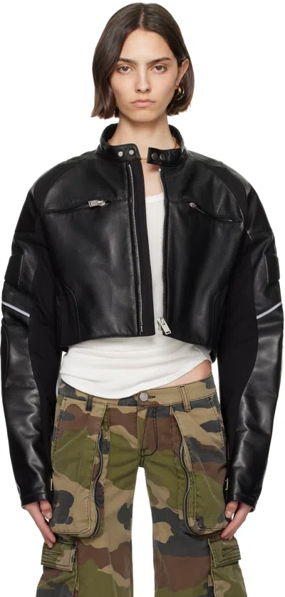 Bureau De Stil Black Cropped Moto Leather Jacket