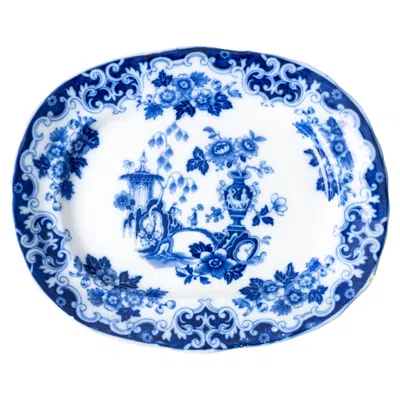 Pre-owned Burgess & Leigh Blue Celeste Chinoiserie Transferware Platter, C.1885