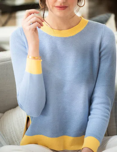 Burgess Sweaters Bea Seed Stitch Sweater In Blueberry/sunbeam In Multi