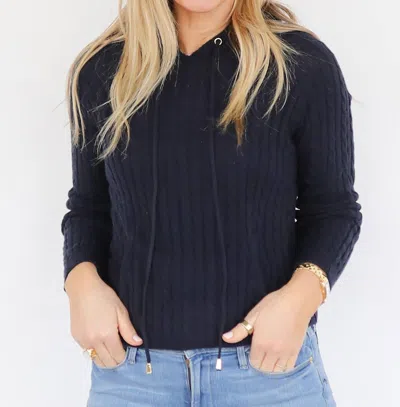 Burgess Sweaters Kitty Cable Hoodie In Navy In Blue