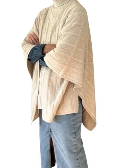 Burgess Sweaters Lightweight Yarn Poncho In Latte In Multi