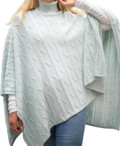 Burgess Sweaters Lightweight Yarn Poncho In Mist In Green
