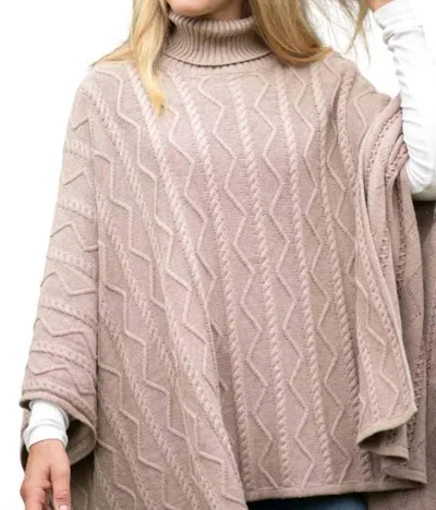 Burgess Sweaters Lightweight Yarn Poncho In Mocha In Pink