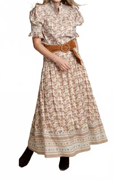 Burgess Sweaters Sammy Cotton Voile Shirt In Mocha Print In Multi