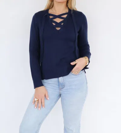 Burgess Sweaters Saylor Long Sleeve Top In Navy In Blue