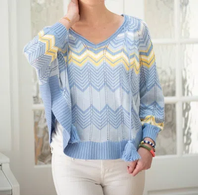 Burgess Sweaters Tess Poncho In Blueberry Combo