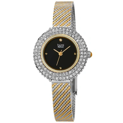 Burgi Diamond Crystal Black Dial Ladies Watch Bur236ttg In Gold