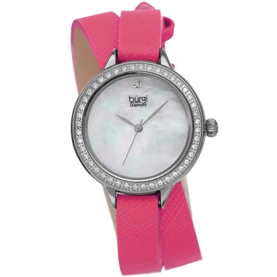 Burgi Diamond White Mother Of Pearl Dial Ladies Watch Bur224pk In Pink