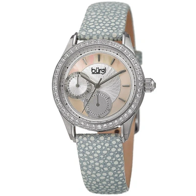 Burgi Mother Of Pearl Dial Ladies Grey Polka Dot Watch Bur160gy In Multi