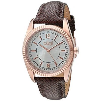 Burgi Mother Of Pearl Dial Ladies Leather Watch Bur167gy In Brown
