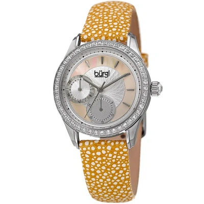 Burgi Mother Of Pearl Dial Ladies Polka Dot Leather Watch Bur160yl In Multi