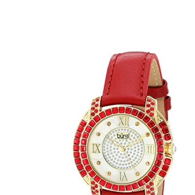 Burgi Mother Of Pearl Dial Red Leather Ladies Watch Bur156rd