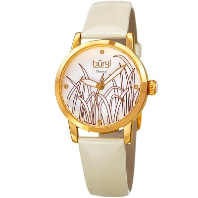 Burgi Pattern Quartz Diamond White Dial Ladies Watch Bur173wt In Gold Tone / White