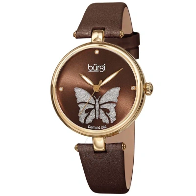 Burgi Pretty Butterfly Quartz Crystal Brown Dial Ladies Watch Bur233br
