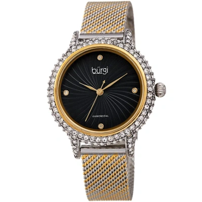 Burgi Quartz Diamond Black Dial Ladies Watch Bur250ttg In Gold