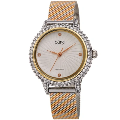 Burgi Quartz Diamond Silver Dial Ladies Watch Bur250tri In Gold