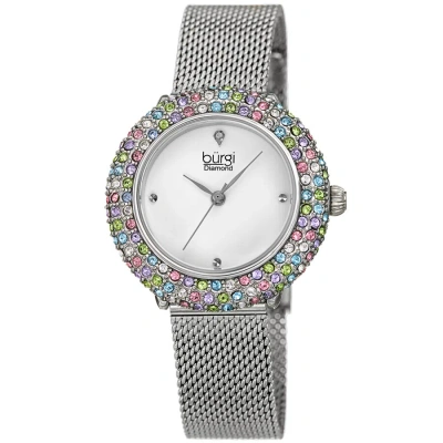 Burgi Quartz Diamond Silver Dial Ladies Watch Bur258ss In White