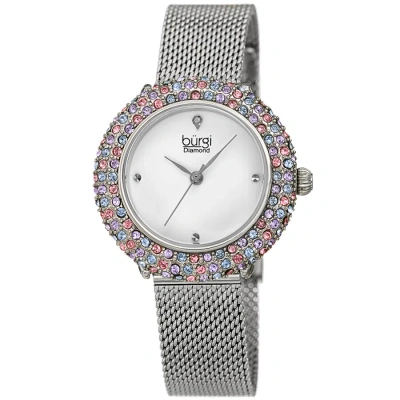 Burgi Quartz Diamond Silver Dial Ladies Watch Bur258sspk In Metallic