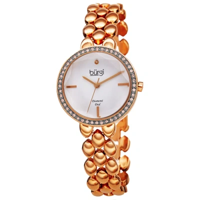 Burgi Quartz Diamond White Dial Rose Gold-tone Ladies Watch Bur242rg In Orange