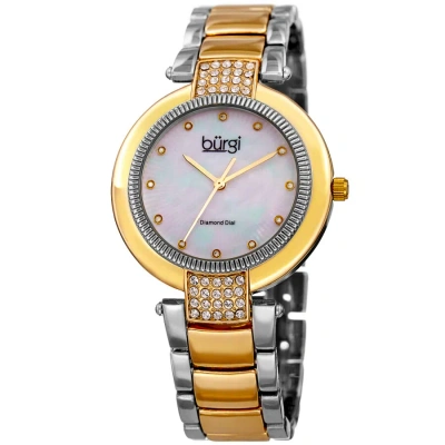 Burgi Quartz Diamond White Mother Of Pearl Dial Ladies Watch Bur181ttg In Multi
