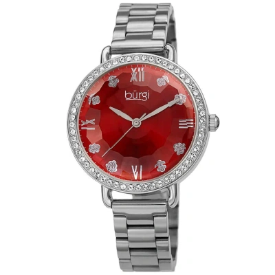 Burgi Quartz Red Dial Stainless Steel Ladies Watch Bur269ssrd In White