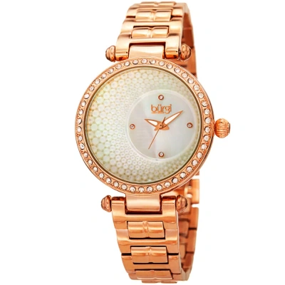 Burgi Quartz White Mother Of Pearl Dial Ladies Watch Bur183rg In Gold