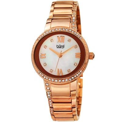 Burgi Quartz White Mother Of Pearl Dial Ladies Watch Bur187rg In Gold Tone / Mother Of Pearl / Rose / Rose Gold Tone / White