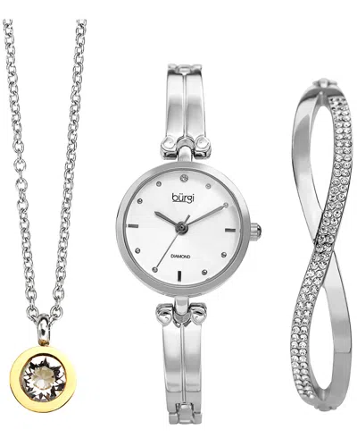 Burgi Women's Alloy Diamond Watch In Silver