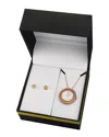 Burgi Women's Brass Watch Pendant Necklace & Studs Set