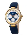 Burgi Women's Diamond Marker Leather Watch