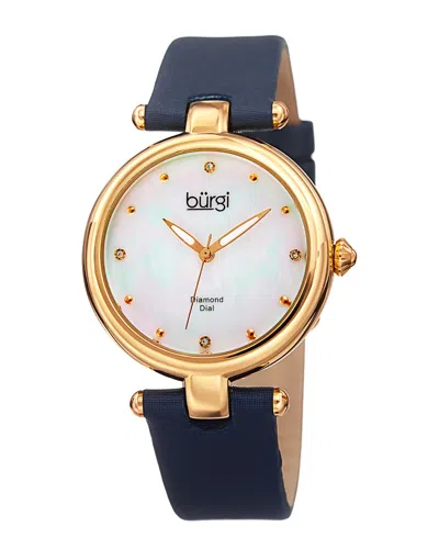 Burgi Women's Genuine Leather Diamond Watch