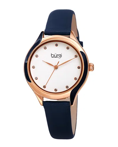 Burgi Women's Genuine Leather Watch In Blue