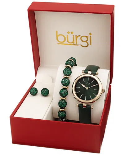 Burgi Women's Genuine Leather Watch In Green