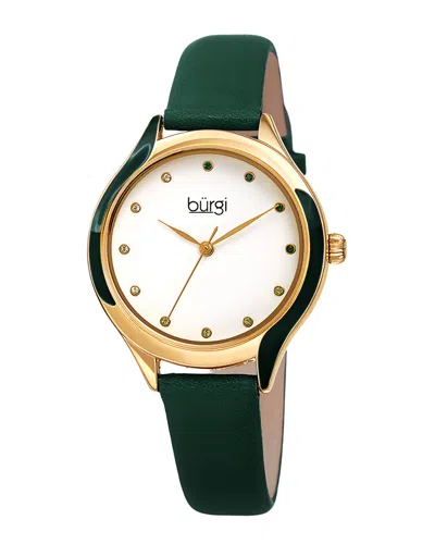 Burgi Women's Genuine Leather Watch In Green