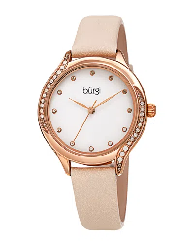 Burgi Women's Genuine Leather Watch In Pink
