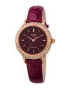 Burgi Women's Genuine Patent Leather Diamond Watch
