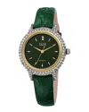 Burgi Women's Genuine Patent Leather Diamond Watch