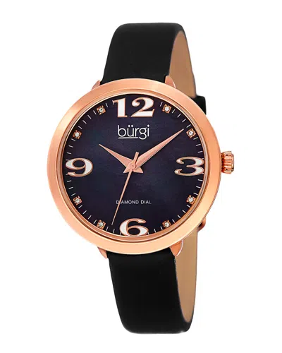 Burgi Women's Leather Diamond Watch