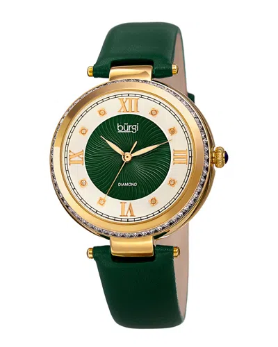 Burgi Women's Leather Diamond Watch