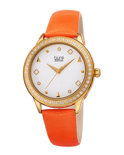 Burgi Women's Leather Diamond Watch